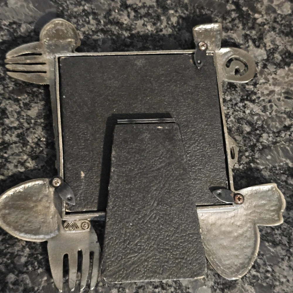 Pier 1‎ Imports Vintage Pewter Picture Photo Frame Kitchen Maximalist Bold 3x3